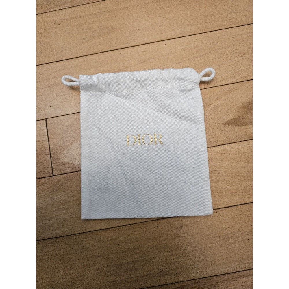 Authentic Christian Dior White Canvas Drawstring Pouch Dust Bag Jewelry Small